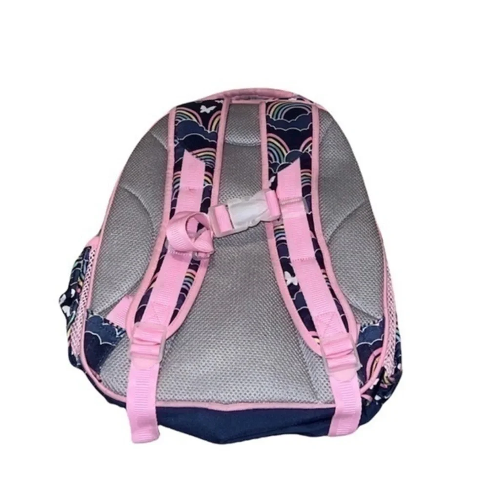 Pottery Barn Kids Navy Blue & Pink Monogrammed‎ Rainbows Girls Backpack